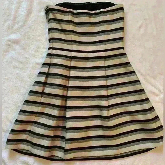 Rachel Roy Women Strapless Mini Dress Black Beige Stripes Size 2 New NWT - Picture 3 of 3